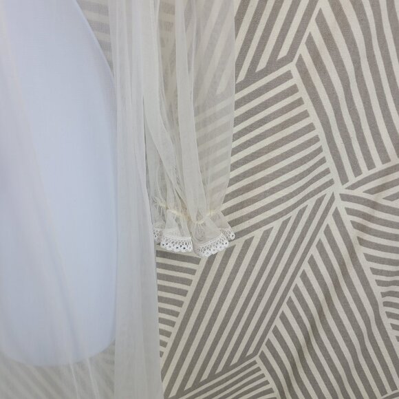 Vintage Shannon Lee Sheer Robe Nylon Medium Floral Embroidered Peignoir *FLAW* - Picture 4 of 12